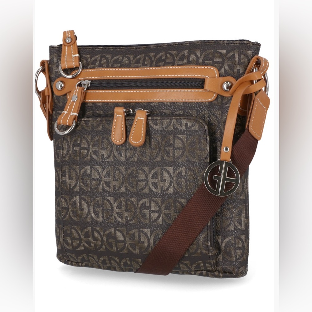 Crossbody womens Gianni Bernini block signature crossbody brown Tan